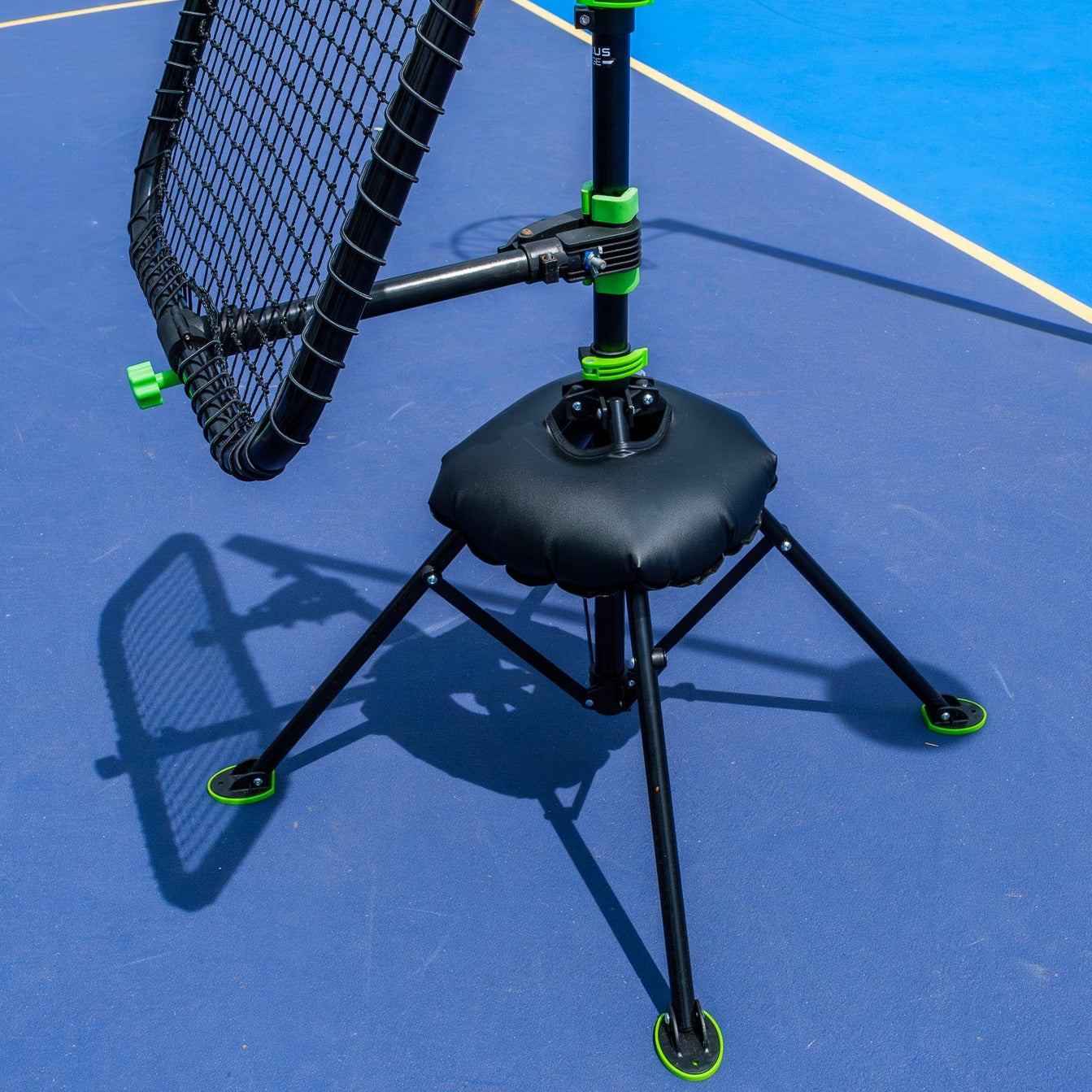 The Nexus Edge stands on a court configured to practise netball skills